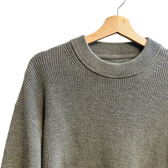 Lululemon Merino Wool-Blend Ribbed Crewneck Sweater Heathered Nomad Green Size 6 - Picture 3 of 12